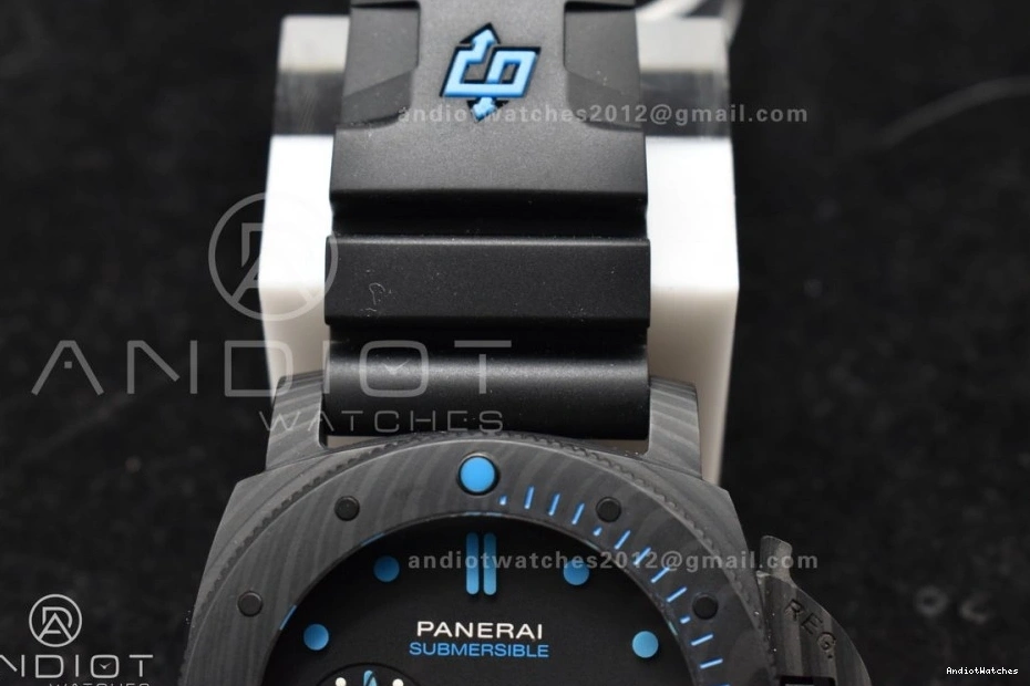 P.9010 PAM1616 Sleek Rubber 47mm Best Clone Carbotech on Markers Strap Black Dial Edition Blue VSF 991 0131